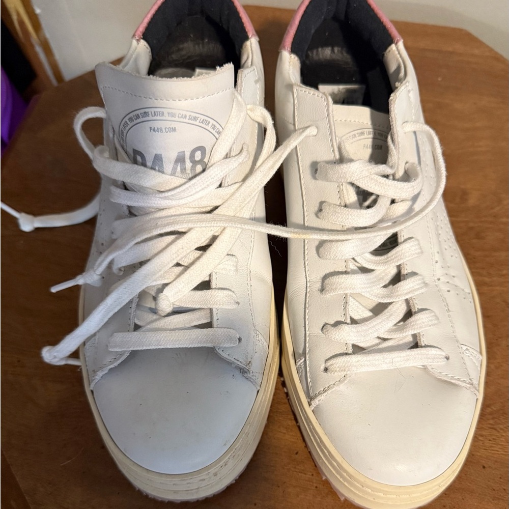 P448 White and Pink Sneakers